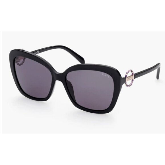 58mm Butterfly Sunglasses Emilio Pucci  Shiny Black  Smoke main image 8